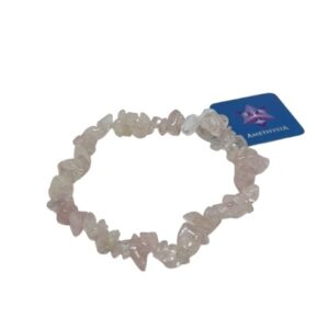 Pulseira cascalho de Quartzo Rosa