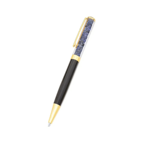 Caneta esferográfica preta com pedras naturais - Imagem 4