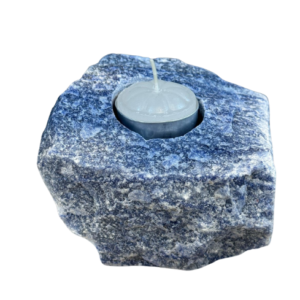 Porta Velas Quartzo Azul bruto