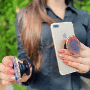 Popsocket em Ágata com banho Ouro