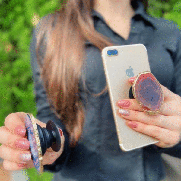 Popsocket em Ágata com banho Ouro