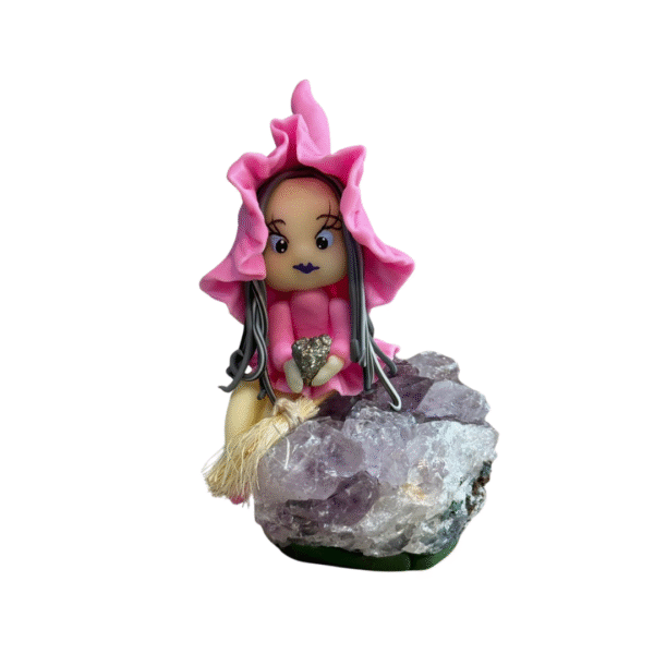 Bruxinha Rosa na base Ametista