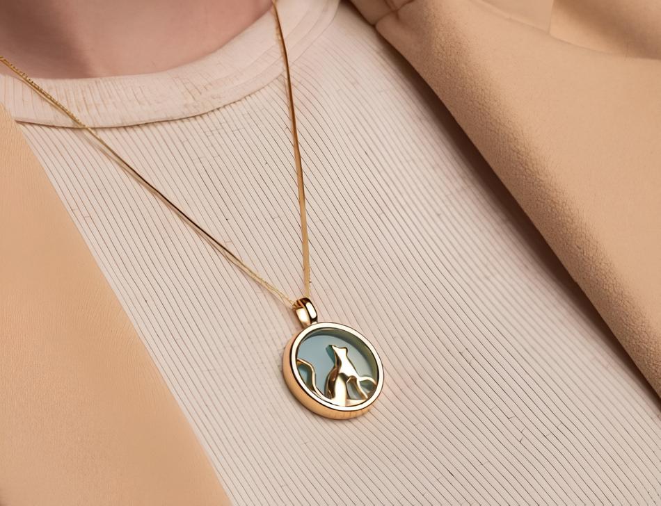 Pingente Gatinho Quartzo Verde original em São José dos Campos